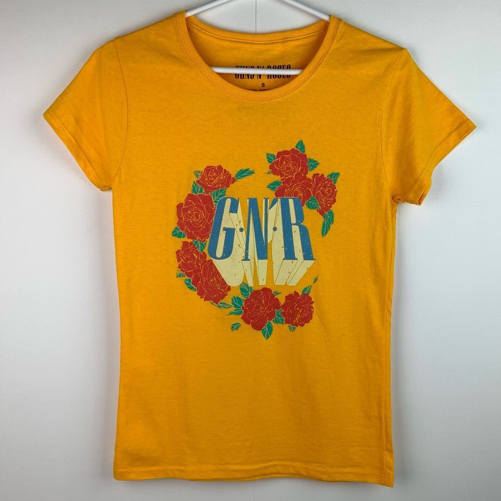 Guns N’ Roses bright orange short sleeve graphic tee t-shirt size small